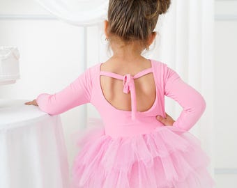 Tenue De Ballet à Manches Longues Pour Petite Fille - Justaucorps Et Jupe Tutu Séparés