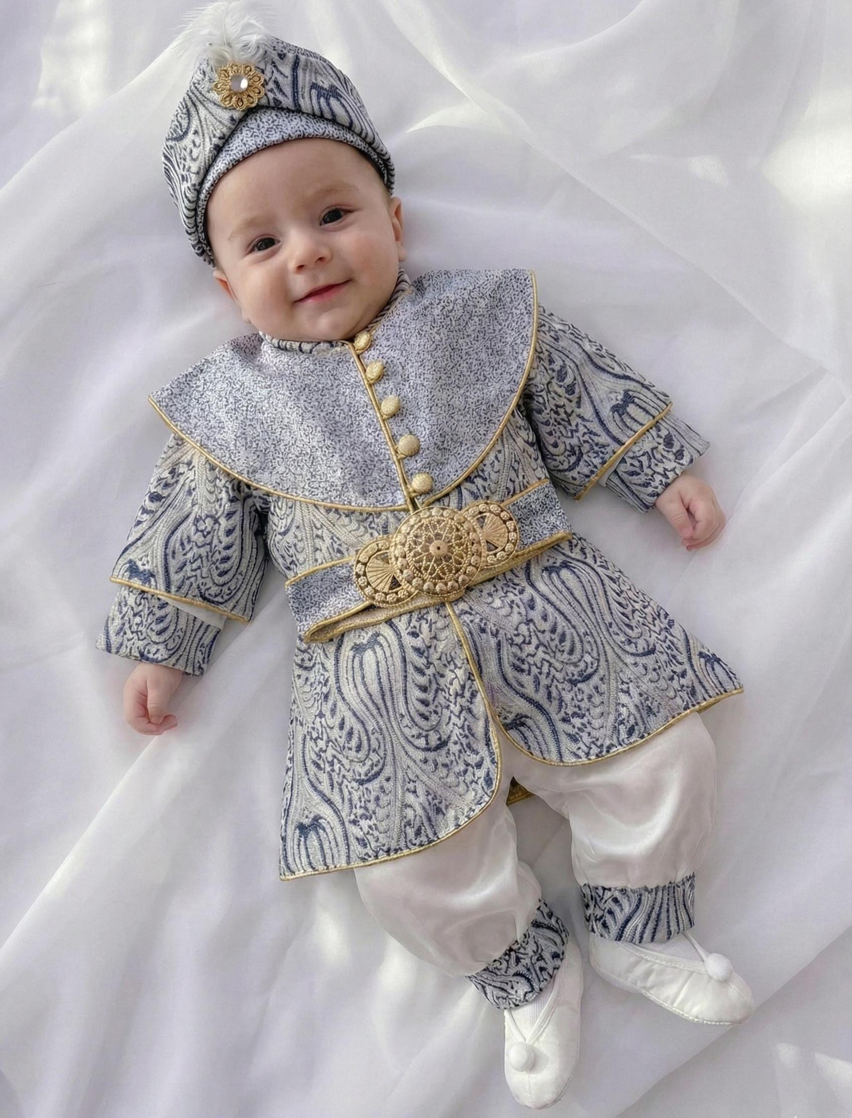 Baby Boy Ottoman Kaftan Outfit, Christening Prince Costume, Baptism Infant Set, First Birthday Boy Suit, Blessing Ceremony Photoshoot
