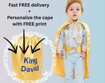 Baby Boy sky blue Prince costume, Toddler Prince Suit 5pcs Set, toddler prince costume, baby Boy Birthday Outfit, Halloween Costume Toddler