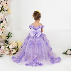 purple flower embellishment dress for weddings & parties Whimsical fitted tulle fairy dress