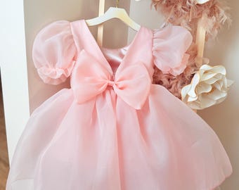 Dusty-Rose Tutu Dress for Baby Girl & Toddler – Blush First-Birthday Outfit
