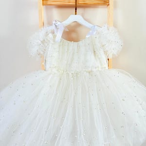 White pearl dress for baby toddler, first birthday dress, Baptism dress baby girl, Christening gown