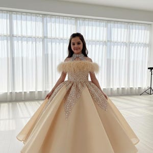 champagne and gold quince dress Champagne Gold Beaded Floral Lace Wedding Gown Quinceanera Dress Champagne Gold / 12