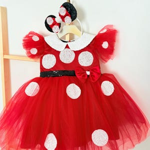 Princess dress, mouse costume baby girl. toddler mouse costume, costume with ears for baby girl, red tutu dress with ears, cartoon costume