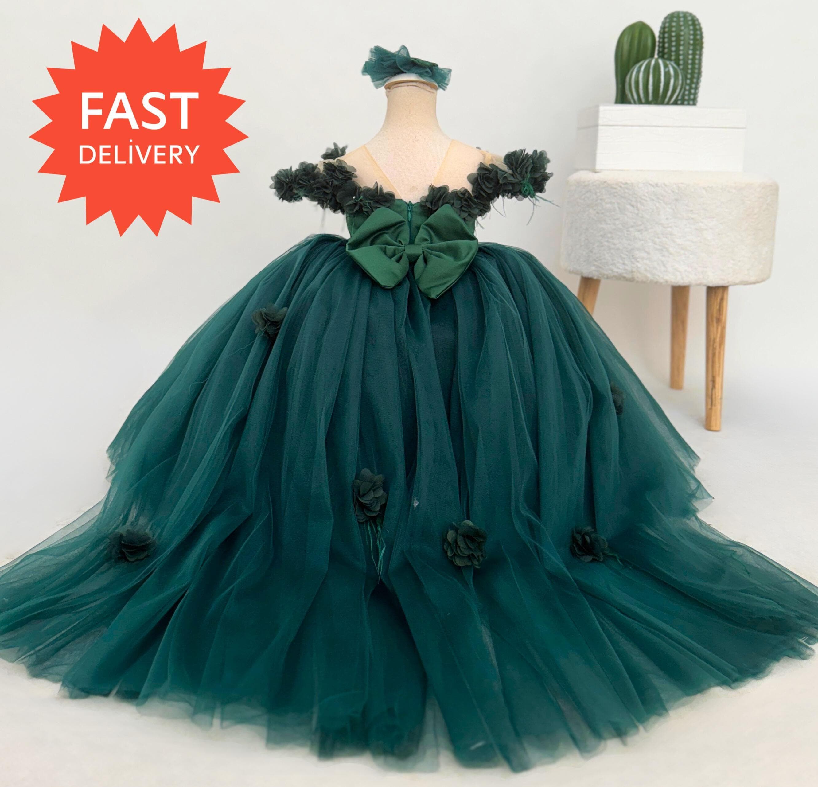 Emerald Green Toddler Flower Girl Dress