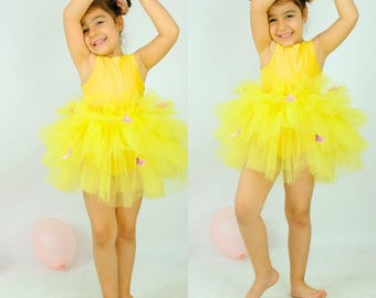 Robe De Ballet Lac Des Cygnes Pour Fille - Tutu Tulle Brodé Perles, Justaucorps Manches Volants 4-14 Ans