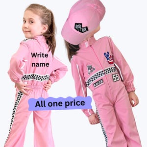 Cheapper pink race costume for girls, 1st birthday baby girl gift, f1 racing suit, fast one birthday, kid racing jumpsuit, two fast birthday