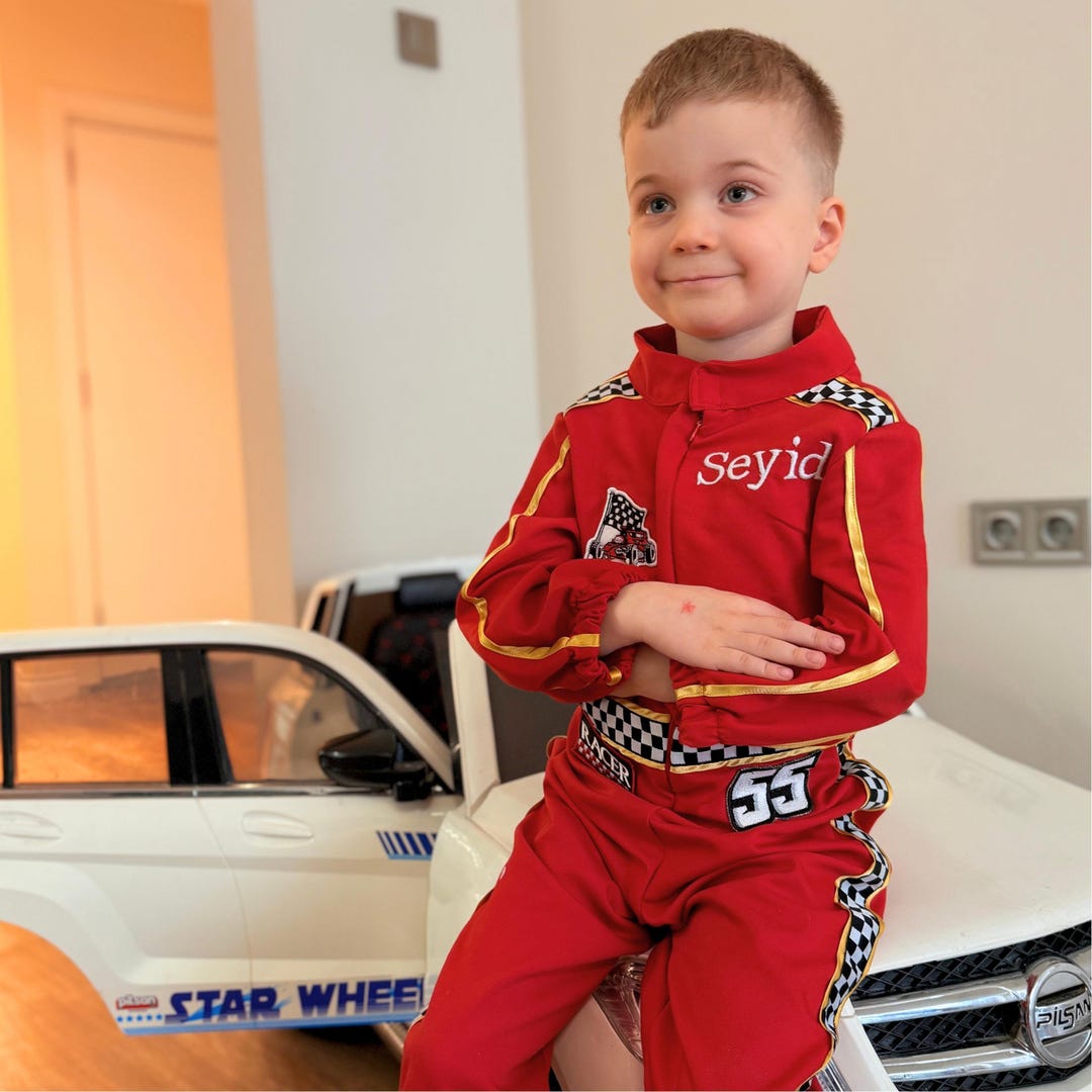 Baby Racer Style Personalized Race Car Driver Jumpsuit, First Birthday Outfit, Baby ...