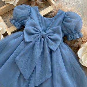 dusty blue infant dress Baby Girl Blue Princess Birthday Dress