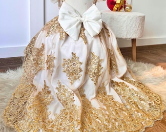green emerald velvet dress Baby Girl White Elegant Long Sleeve Flower Girl Dress Toddler Formal P –  marryshe main image 0