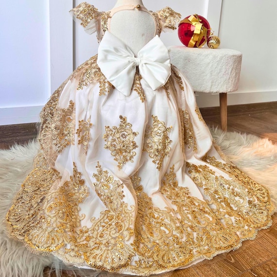 Gold 2t Princess Dress Toddler Ball Gowns Girl Gold Vintage Court Lace Formal Princess Dress, Gold Gold 2t Princess Dress Toddler Ball Gowns Girl Gold Vintage Court Lace Formal Princess Dress, Gold