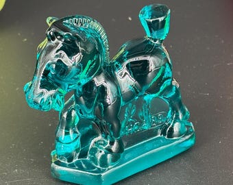 Vintage Imperial Glass Teal Plug Horse Figurine – Heisey Mold &quot;Sparky the Horse&quot;