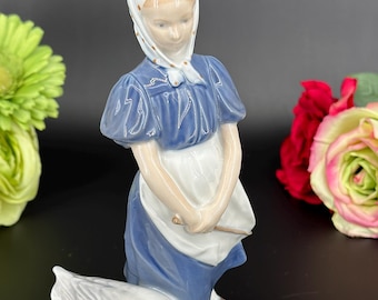 Vintage Royal Copenhagen "Girl with Goose" Porcelain Figurine Denmark, 1960s