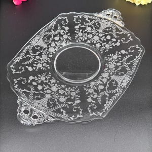 Vintage Cambridge Glass Rose Point Handled Tray – 15.5" x 11"