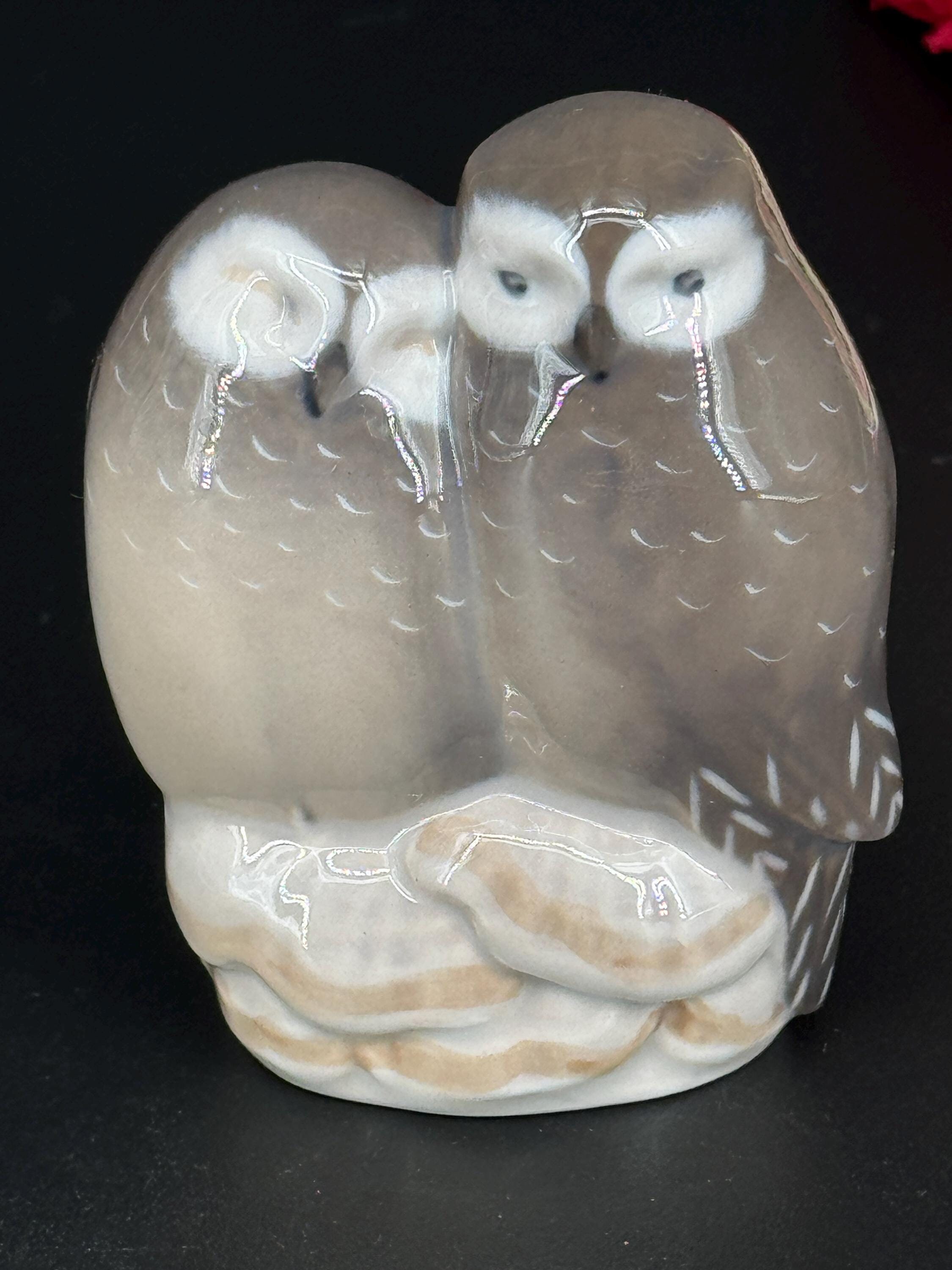 Vintage Royal Copenhagen Snow Owls Figurine by Theodor Madsen #834 Denmark Mid-Century