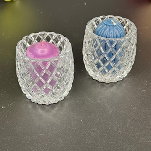 Vintage Partylite Diamond Cut Votive Candle Holders - Pair of two, Elegant Crystal Glass Decor