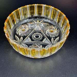 Vintage Waltherglas Amber & Clear Cut Lead Crystal Bowl - Elegant Walther Krystallglas