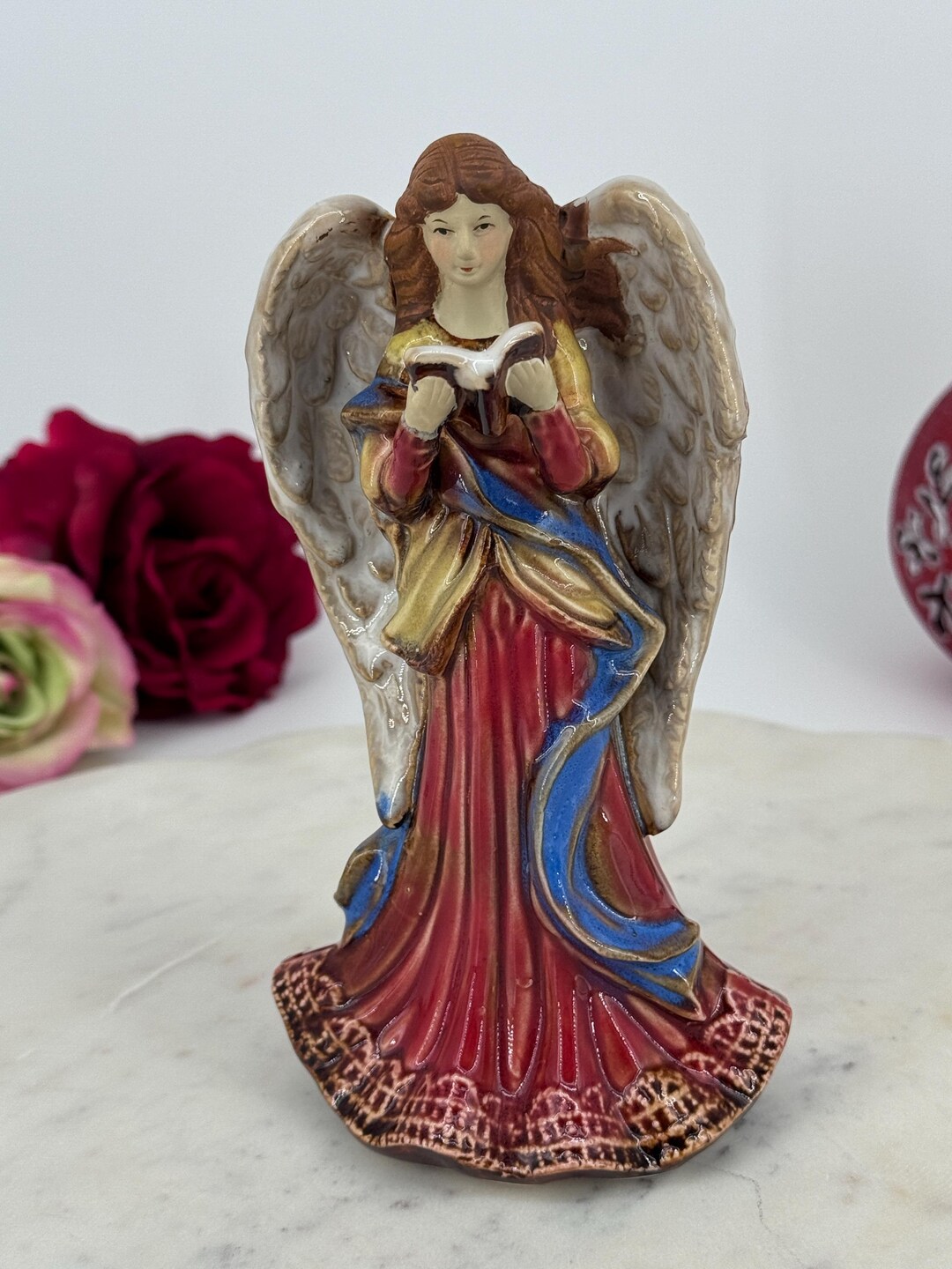 Vintage Tii Collection Angel Figurine – Porcelain Angel in Red Dress ...