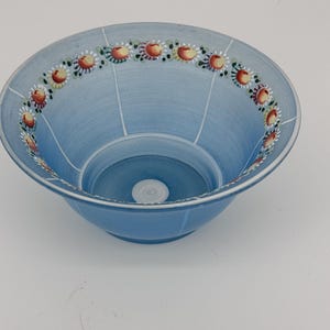 Hand-Painted Floral Glass Bowl: Portuguese Art Glass Centerpiece
