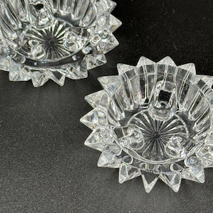 Candelabros cónicos de cristal de plomo Fostoria – Diseño pequeño de estrella de 7,6 cm