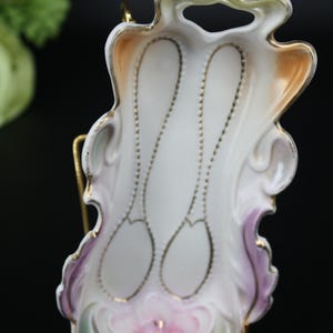 Antique 1940's Victorian IPF Germany Double Spoon Rest - Iridescent Gold and Pastel