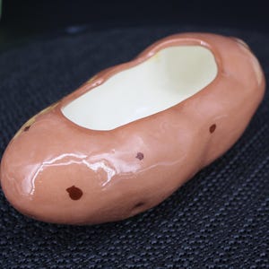 Vintage Baked Potato Sour Cream Serving Dish – Whimsical Potato Shaped Ceramic Condiment Bowl Kitchen Collectible