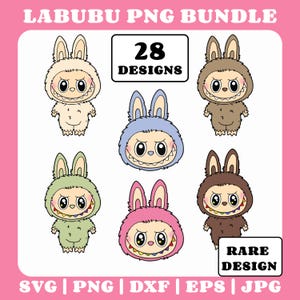 Labubu Designs SVG PNG Bundle | Mug T shirt EPS | Labubu Cute Stickers | Digital Clipart | Labubu Secret Rare Design | 28 Vector Designs