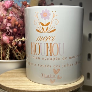 Personalized mug thank you nanny – End of year gift for ATSEM, teacher or childminder – Theme of your choice