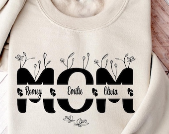 Custom Mom Shirt with Kids Names, Personalized Mother's Day Gift