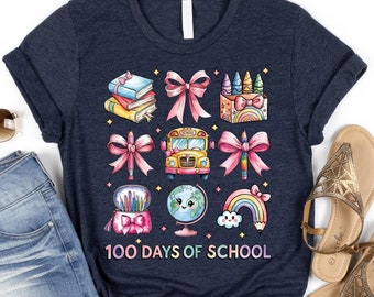 100 Days of School Comfort Colors Teacher T-Shirt, Retro Design