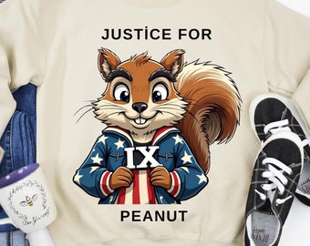 Justice 4 Peanut Sweatshirt: Activist Squirrel Graphic, Wildlife Lover