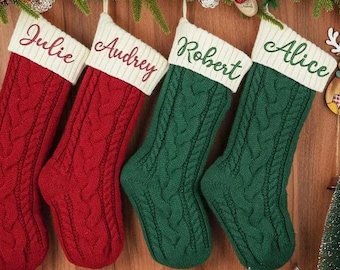 Embroidered Knit Christmas Stocking: Personalized Family Holiday Decor
