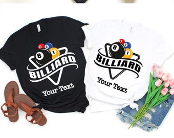 Custom Billiards Shirt: Funny Billiards Crew T-Shirt