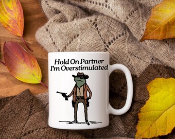 Overstimulated Frog Mug: Weirdcore Gen Z Ironic Coffee Mug