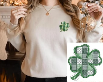 Embroidered Shamrock Sweatshirt: St Patricks Day Lucky Hoodie