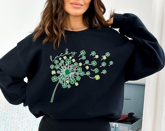 St Patrick's Day Dandelion Sweatshirt: Lucky Clover Shirt