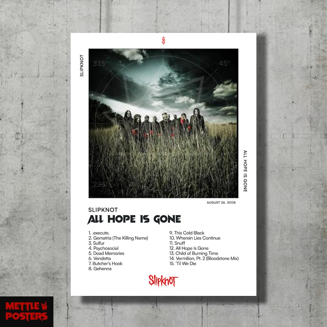 Slipknot All Hope is Gone Poster Album Cover Poster Metal Music Poster — free download