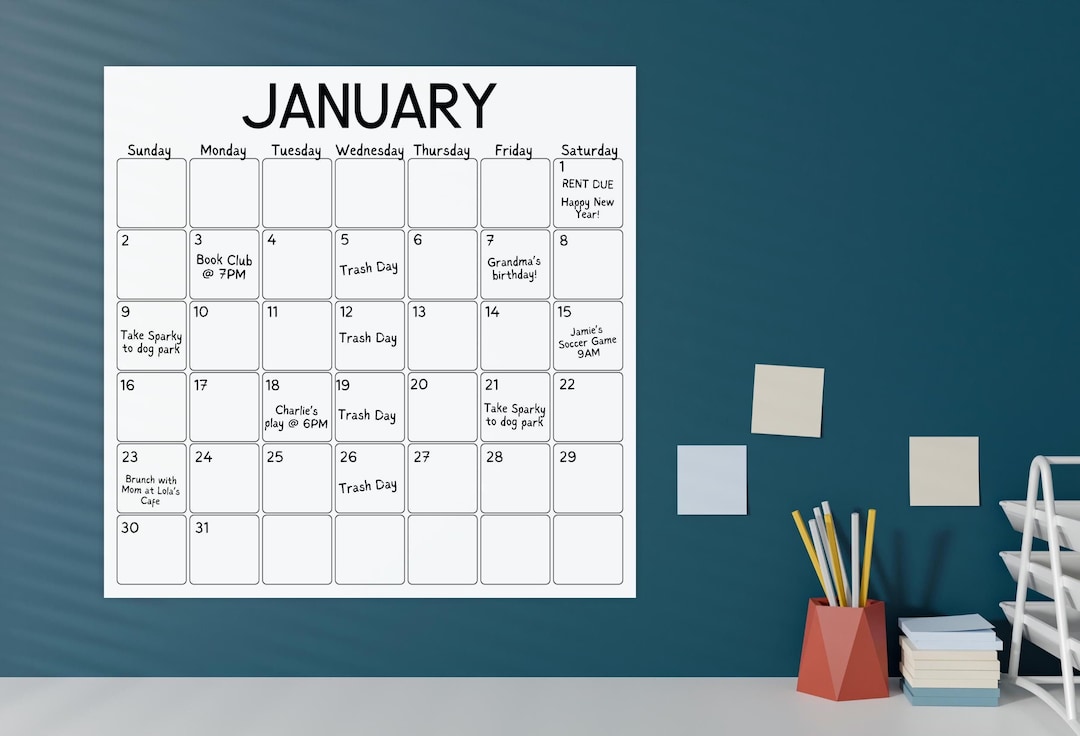 Jumbo Wall Calendar, Giant Wall Calendar, Large Wall Calendar, Modern ...