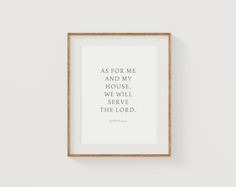 As for me and my house, Bible Verse Wall Art, Minimalist Wall Decor, Scripture Art for Christian Decor, Christian Print, Digital Verse Art