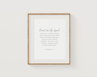 Trust in the Lord, Bible Verse Wall Art, Minimalist Wall Decor, Christian Decor, Modern Christian Wall Art, Bible Verse Printable Wall Art
