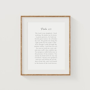 Psalm 23, Christian Wall Art,Bible Verse Wall Art,Bible Verse Print,Scripture Wall Art,Christian Home Decor,Minimalist Bible Art