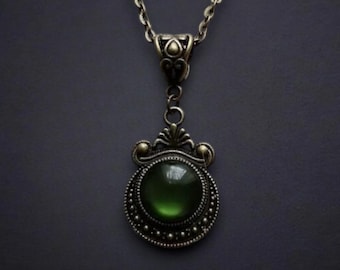 Witch's Mirror Pendant Necklace, Gothic Protection Amulet