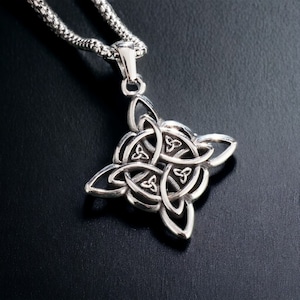 Witches Knot Necklace: Stainless Steel Celtic Wiccan Protection Charm