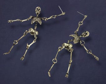 Skeleton Dangle Earrings, Gothic Halloween Jewelry