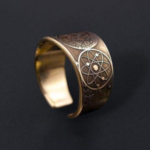 Russian Amulet Ring – Handmade Vintage Brass Adjustable Ring | Angel Universe Solomon Seal Jewelry | Spiritual Protection Gift