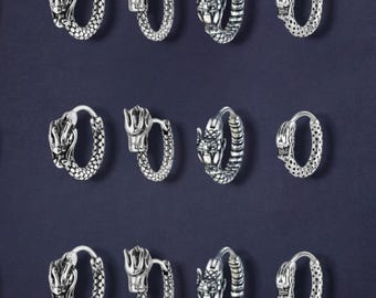 Gothic Dragon Hoop Earrings – Stainless Steel Punk Jewelry