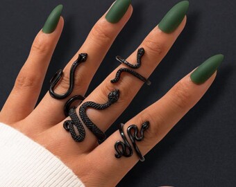 Snake Rings Set: Gold & Silver Tone Serpent Jewelry