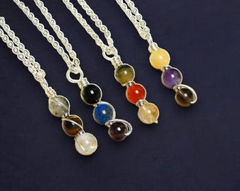 Triple Protection Crystal Necklace - Gothic Amulet, Empath Shielding