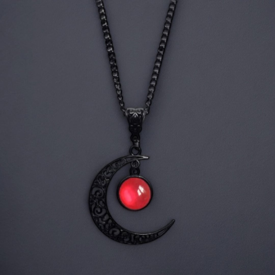Gothic Moon Necklace: Black Crescent Pendant, Witchy Lunar Jewelry - Etsy