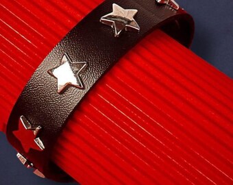 Star Stud Faux Leather Cuff Bracelet – Emo Punk Alt Wristband